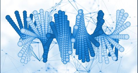 Abstract Blue DNA Strands on Minimalist Background