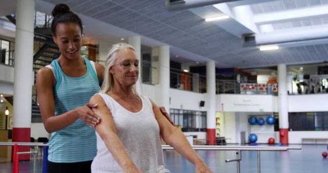 Physical Therapist Helping Senior Woman with Exercise in Rehabilitation Center - Download Free Stock Images Pikwizard.com