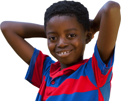 Cheerful African American Boy Smiling Outdoors on Transparent Background - Download Free Stock Videos Pikwizard.com