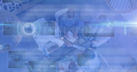 Doctors Collaborating with Advanced Digital Technology Overlays - Download Free Stock Images Pikwizard.com