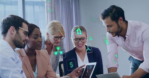 Diverse Team Collaborating on Eco-Friendly Digital Solutions