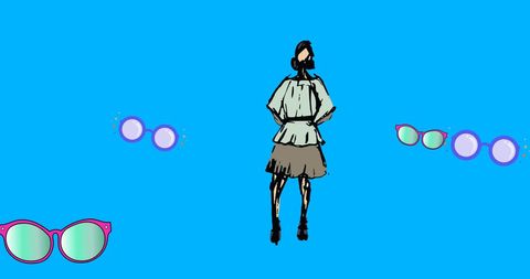 Trendy Fashion Outline with Glazing Eyewear Icons on Blue - Download Free Stock Images Pikwizard.com