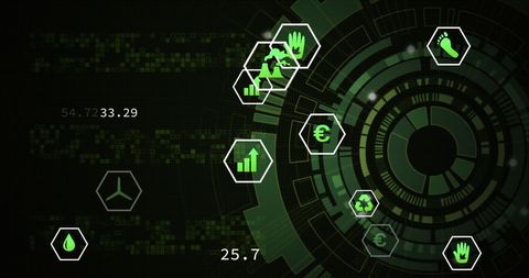 Eco-Friendly Digital Interface with Computing Data Icons