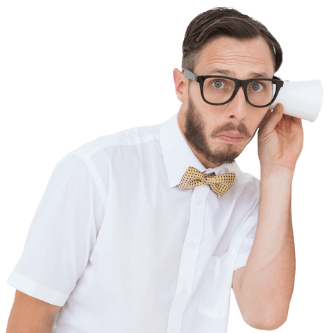 transparent image of curious businessman eavesdropping with cup - Download Free Stock Videos Pikwizard.com