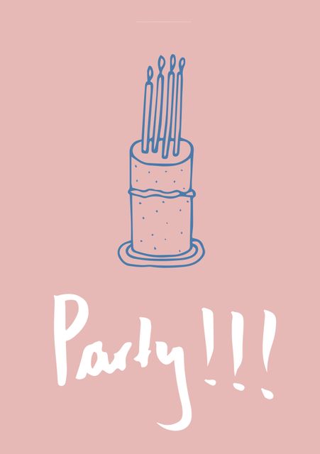 Composite of party text over birthday cake with candles on pink background - Download Free Stock Videos Pikwizard.com