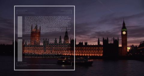 Digital Code Overlay on Architectures of London's Riverbank - Download Free Stock Images Pikwizard.com