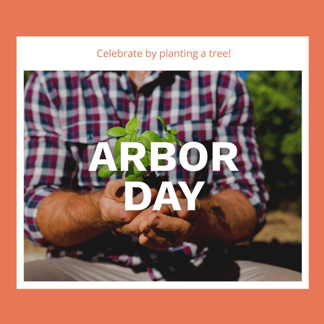 Man Holding Seedling Celebrating Arbor Day in Garden - Download Free Stock Templates Pikwizard.com