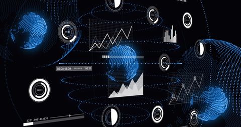 Futuristic Global Data Visualization with Graphs and Interfaces - Download Free Stock Images Pikwizard.com