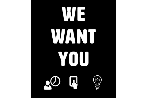 Transparent recruitment card with we want you text