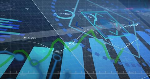 Digital Data Processing with Green Statistical Graph - Download Free Stock Images Pikwizard.com