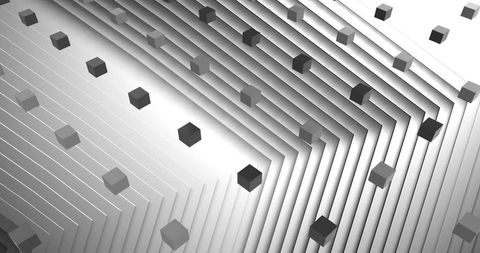 Futuristic Digital Interface with Moving Black and White Cubes