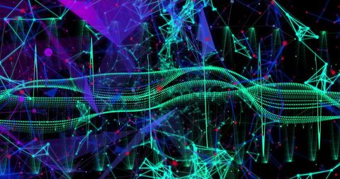 Abstract Digital Network Background with Neon Geometric Patterns - Download Free Stock Images Pikwizard.com