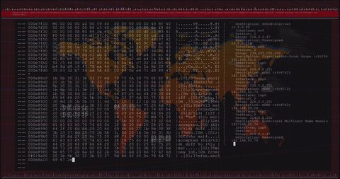 Digital Code with World Map Background in Terminal Interface - Download Free Stock Images Pikwizard.com