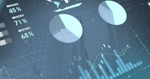 Futuristic Financial Chart Overlay with Cityscape Background - Download Free Stock Images Pikwizard.com