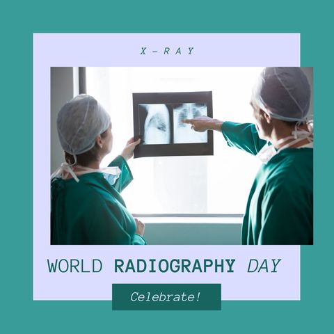 surgeons discussing x-ray for world radiography day celebration - Download Free Stock Templates Pikwizard.com
