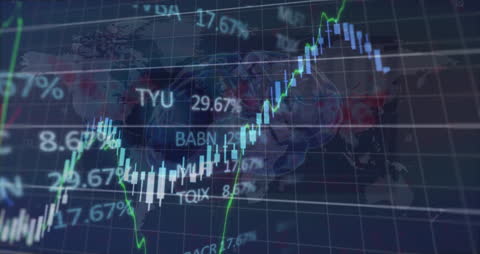 Abstract Digital Financial Growth Graph with Global Map