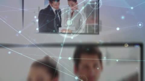 Digital Communication Network Over Business Team in Discussion