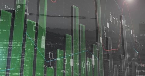 Digital Financial Data Over Urban Cityscape at Dusk - Download Free Stock Images Pikwizard.com