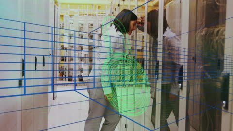 Data Security Concept with Woman in Server Room