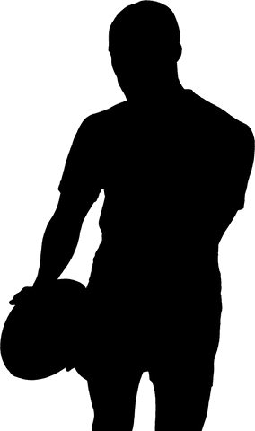 Transparent rugby illustration with action-packed athlete pose