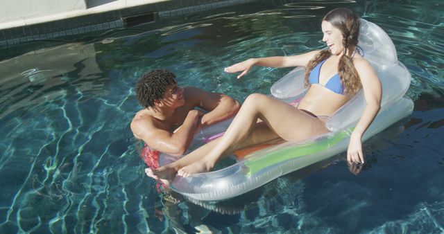 Young Friends Having Fun in Swimming Pool on Sunny Day - Download Free Stock Images Pikwizard.com