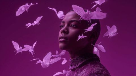 Model in Ethereal Butterfly Fantasy Setting