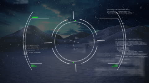 Digital Interface with Data Hologram in Snowy Landscape