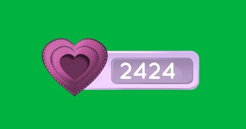 Hearts Icon with 2424 Likes on Green Background