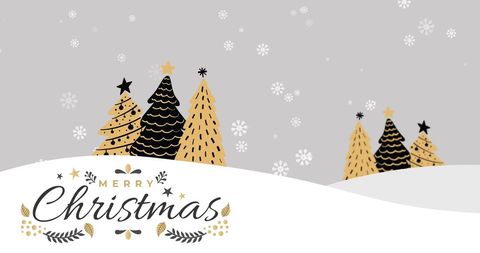 Elegant Christmas Trees with Falling Snowflakes Illustration