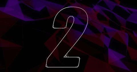 Dynamic Abstract Number Two with Purple Digital Geometric Patterns