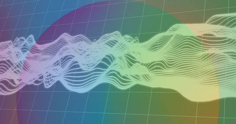 Futuristic Abstract Dotted Waveform with Geometric Color Overlay