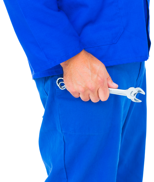 Male Engineer Holding Spanners in Uniform, Close-Up Transparent Background - Download Free Stock Videos Pikwizard.com