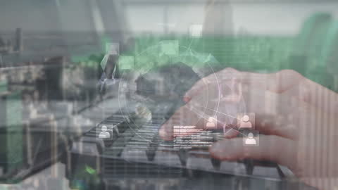 Digital Connections and Networking Over City Skyline