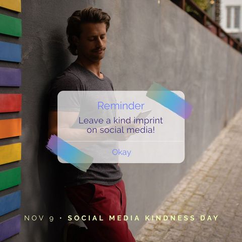 Social Media Kindness Day Reminder on Urban Walkway