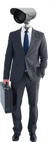 transparent businessman with cctv camera head holds briefcase - Download Free Stock Videos Pikwizard.com