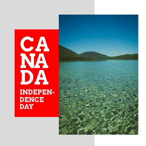 Canada Independence Day with Scenic Lake and Mountain View