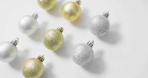 Glittery Christmas Baubles on White Background - Download Free Stock Images Pikwizard.com