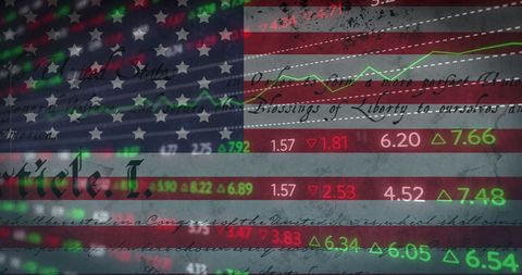 Financial Data with American Flag Representing Economy and Patriotism - Download Free Stock Images Pikwizard.com