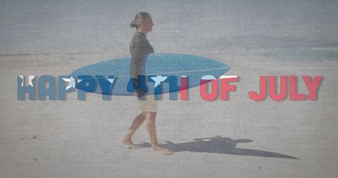 4th of July Celebration with Surfer on the Beach