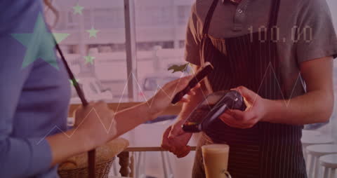 Smartphone Payment Interaction at Modern Cafe