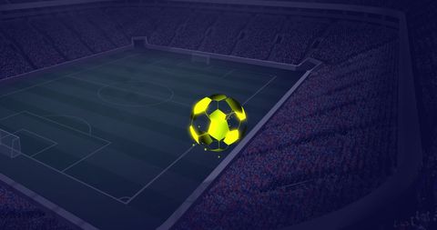 Digital Football Hovering Over Stadium at Night - Download Free Stock Images Pikwizard.com
