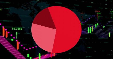 Dynamic Financial Data Processing with Red Pie Chart Representation