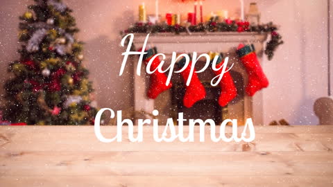 Festive Christmas Greetings with Fireplace and Snowfall