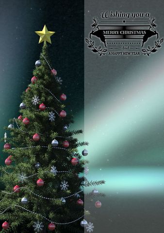 Festive Christmas Card Design with Decorated Tree and Snow - Download Free Stock Templates Pikwizard.com