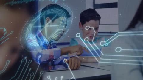 Students Exploring Digital Technology with Interactive Tablet Learning