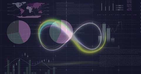 Neon Infinity Symbol with Business Data Analytics - Download Free Stock Images Pikwizard.com