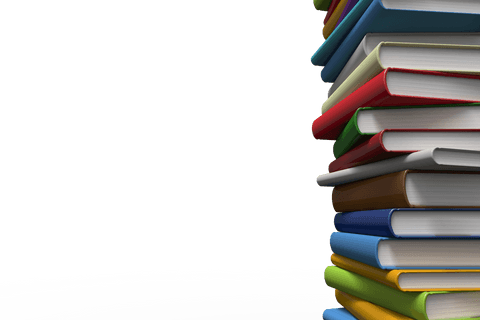 Colorful stack of books on transparent background for education themes