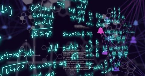 abstract scientific formulas on digital network overlay - Download Free Stock Images Pikwizard.com