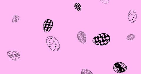 Patterned Black Easter Eggs on Pastel Pink Background