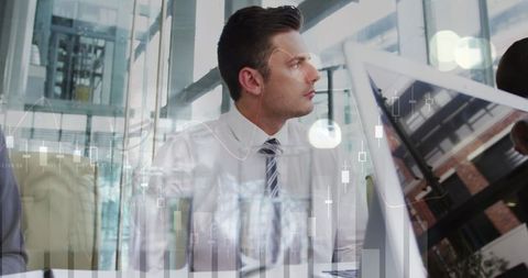 Caucasian Business Team Analyzing Global Data Trends